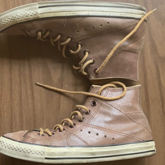Distressed leather Converse All Star High Tops - Picture 3 of 4